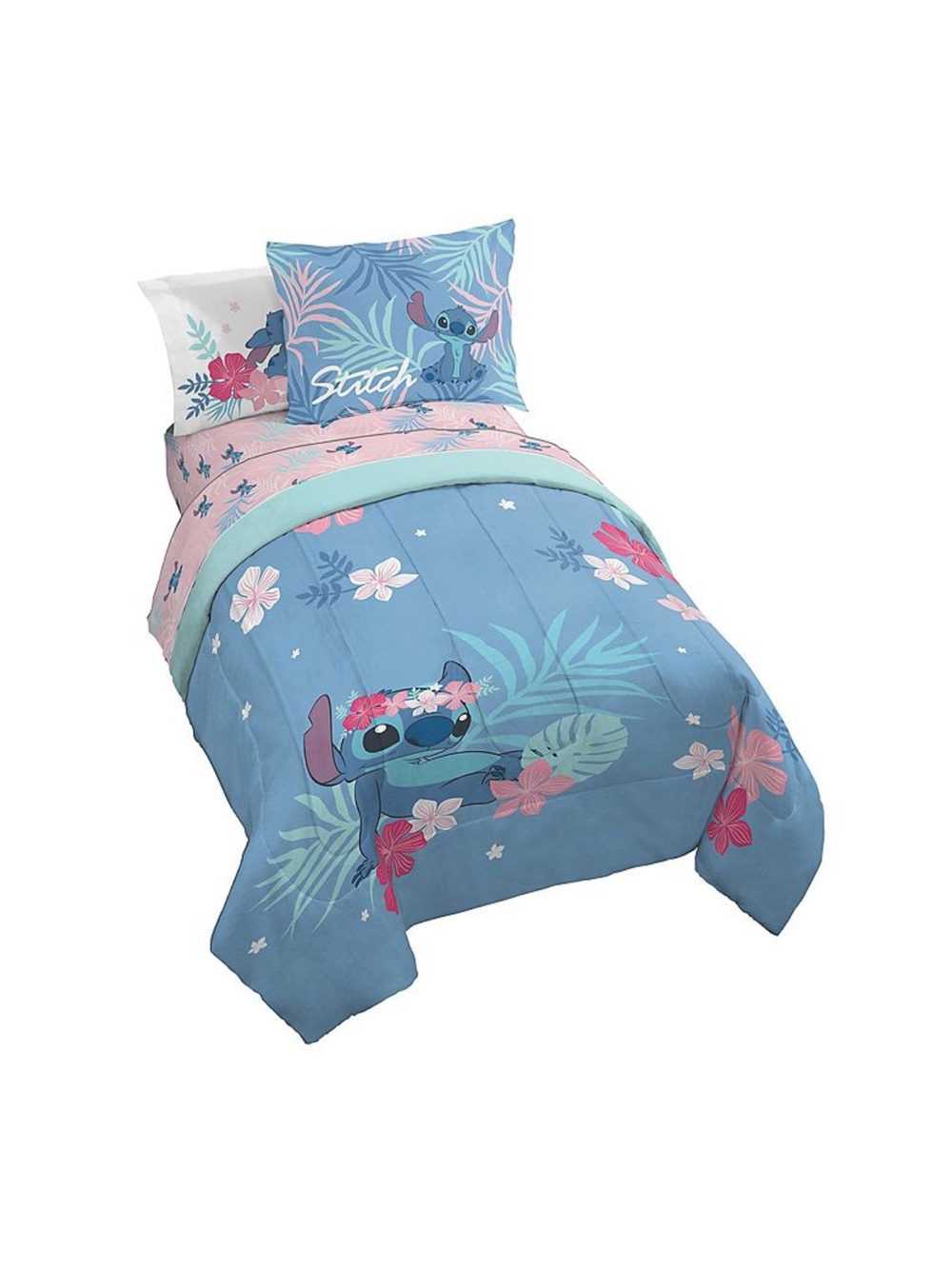 Disney Turquoise & Blue Stitch Tropical Comforter Set